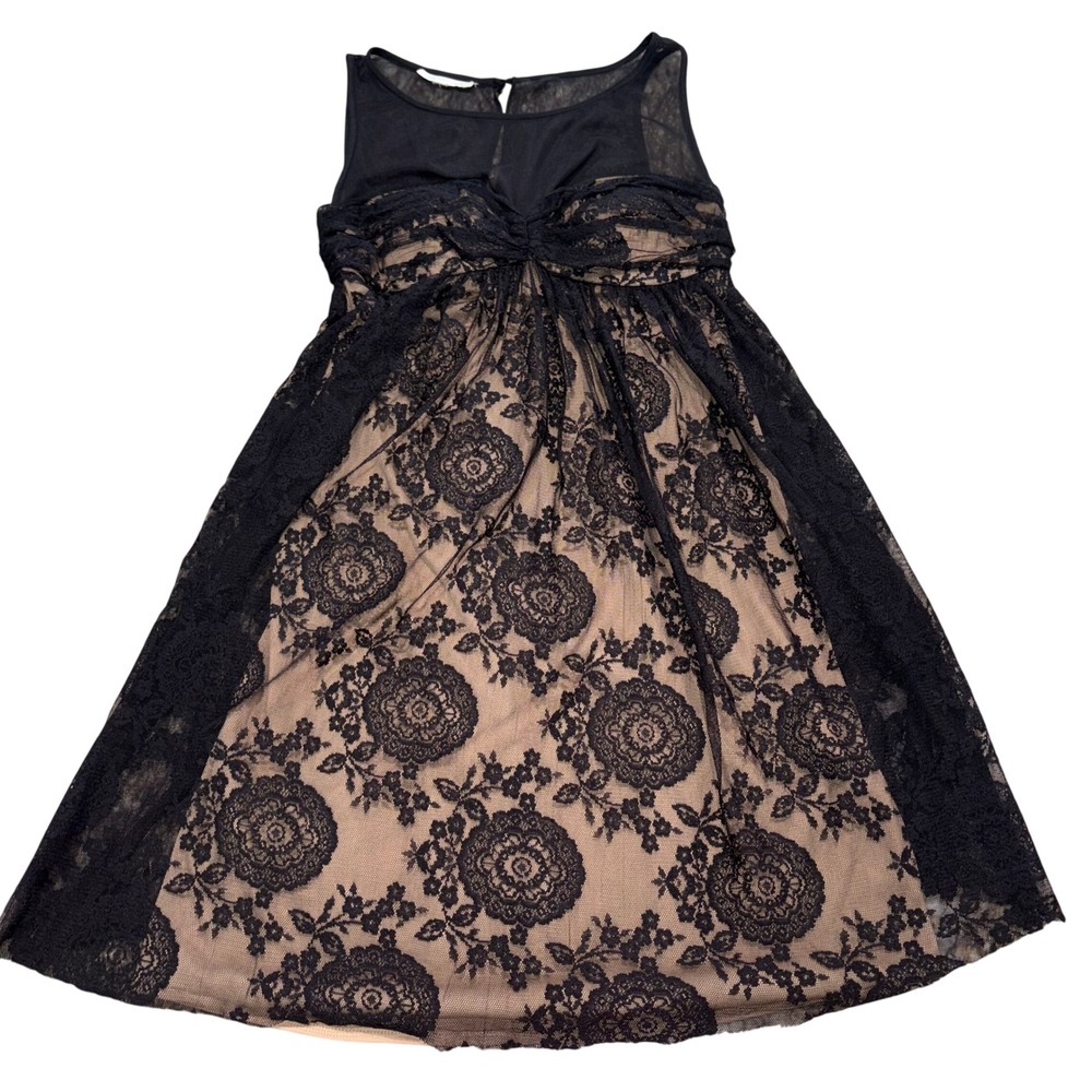 Dark Fairy Lace Overlay Sleeveless Cocktail Dress Womens 4 Black London Times